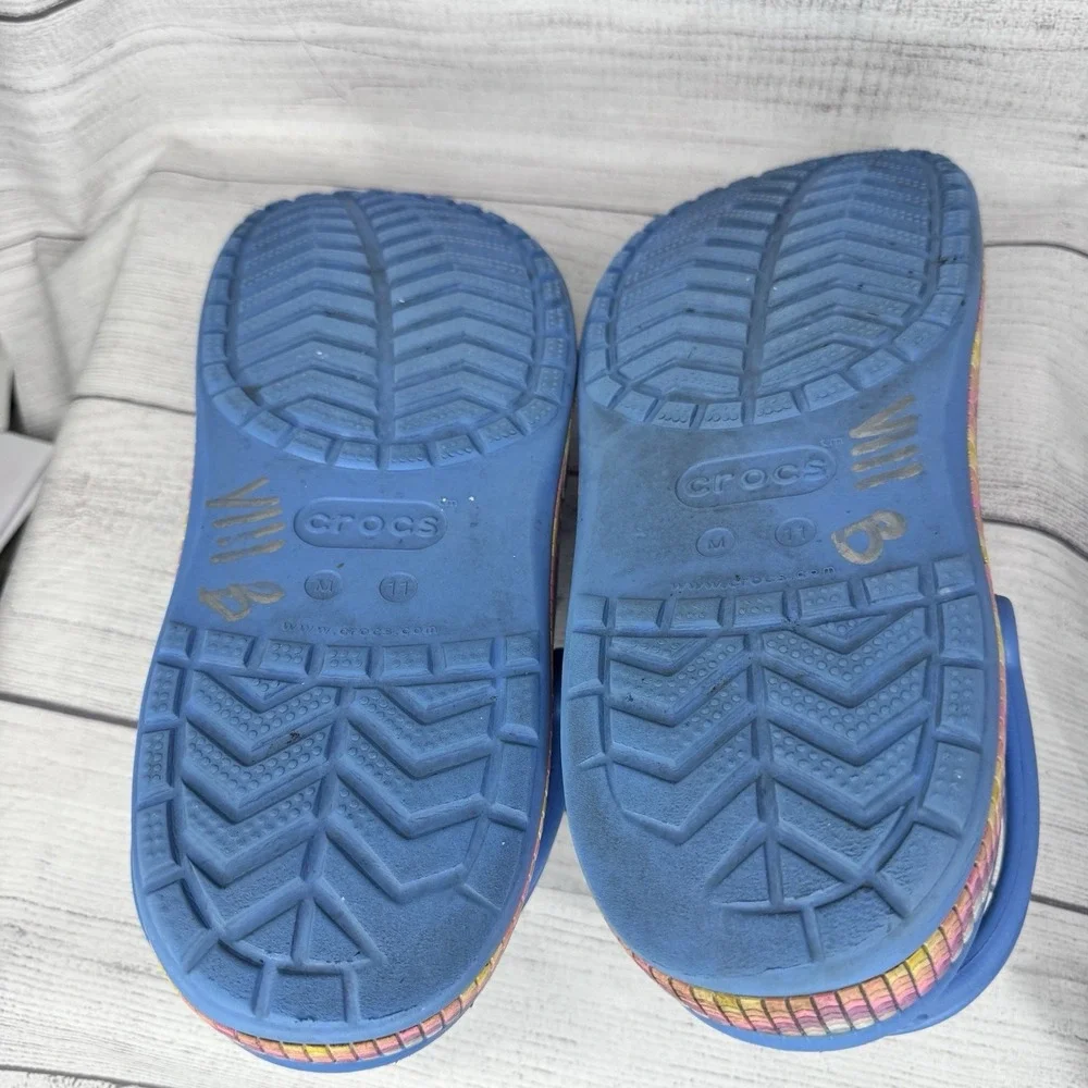 Crocs Bayaband Chevron Band Clogs‎ Slip On Shoes POWDER BLUE MULTI  US M 11 W 13